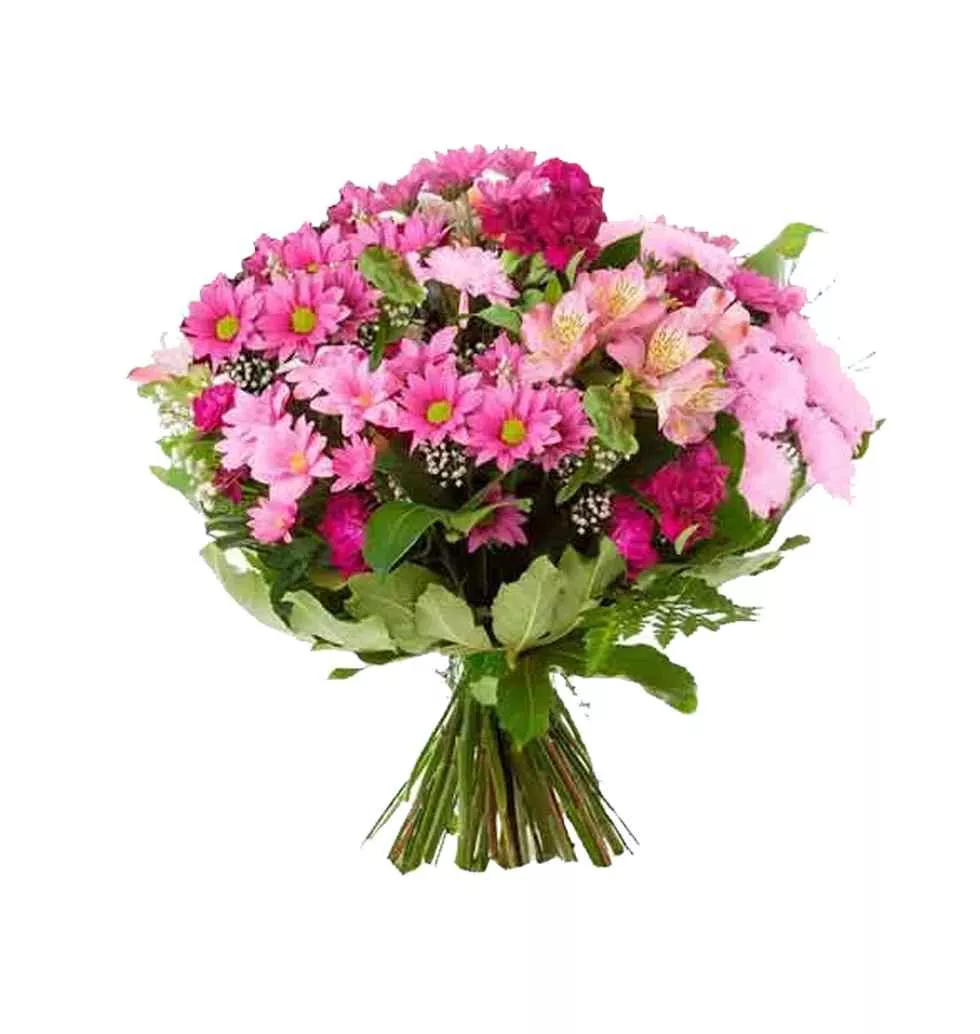 Cherished Bunch of Pink Color Flowers