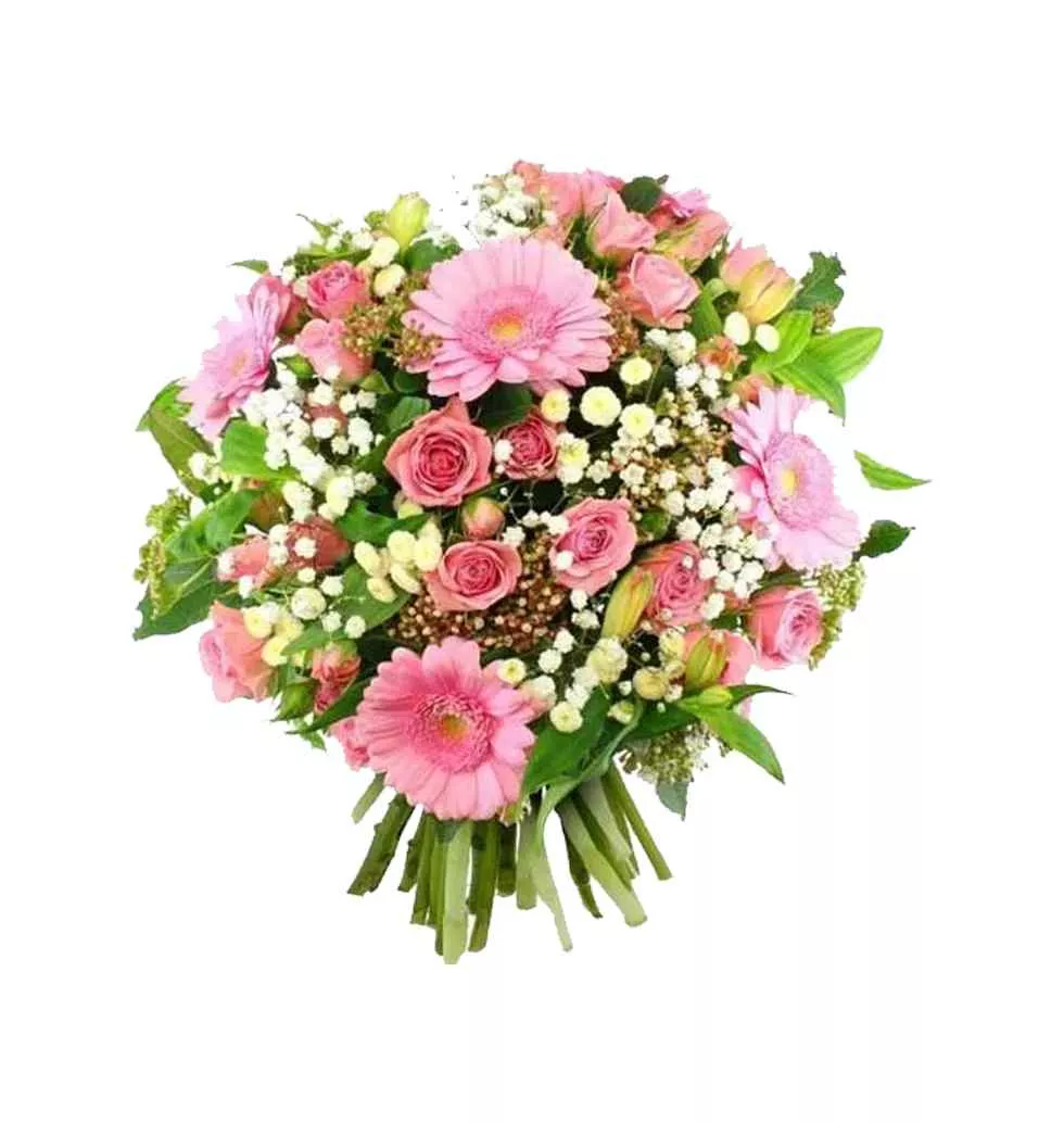 Classic Color-Coordinated Bouquet of Mixed Flowers