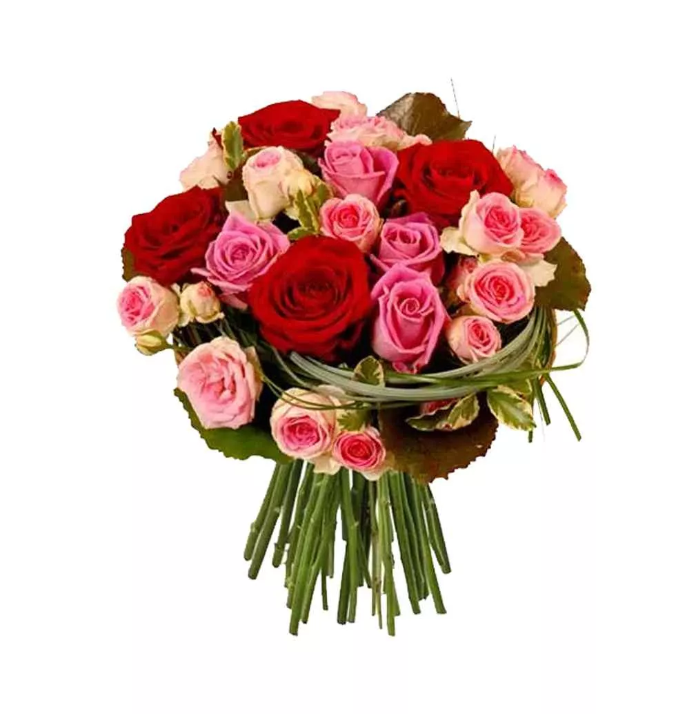 Passionate Bouquet of Mixed Color Roses